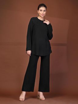 Mafadeny - Women Embroidered Co-Ord Set - Black