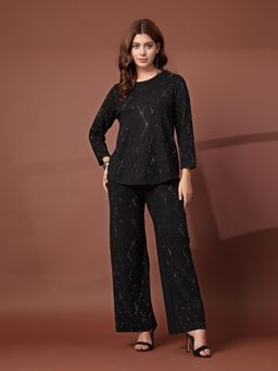 Mafadeny - Women Embellished Co-Ord Set - Black