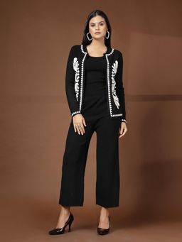 Mafadeny - Women Embroidered Co-Ord Set - Black