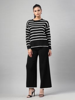 Mafadeny - Women's Stripes Co-Ord Set - Black
