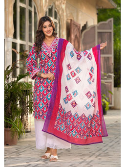 Autumnlane - Women Multi-Color Printed Kurta with Palazzo and Dupatta (Set of 3)