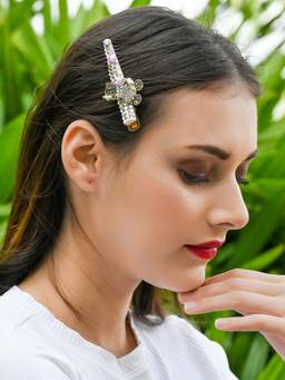 Odette - White Mickey Crystal embellished Hair Clip