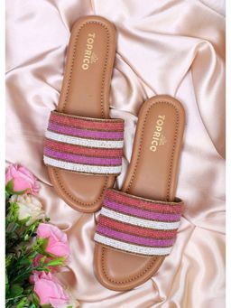 Toprico - Monochrome Vibes Beads Embroidred Pink Flat