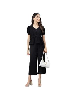 Deebaco - Women Black Cotton Solid Co-Ord Set
