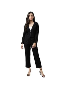 Deebaco - Women Black Cotton Solid Co-Ord Set
