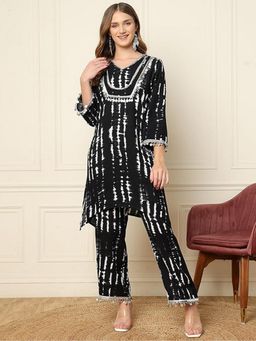 Deebaco - Women Black Rayon Tie & Dye Co-Ord Set