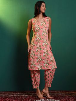 SALVIA SKY - Female Peach Cotton Floral Co-Ord Set