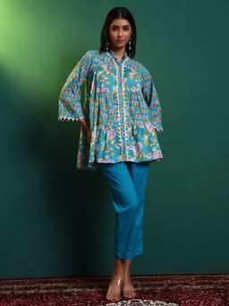 SALVIA SKY - Female Blue Cotton Floral Co-Ord Set