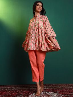 SALVIA SKY - Female Peach Cotton Floral Co-Ord Set