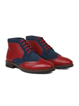 Bata - Mens Red Lace-Ups Casual Brogues Boots