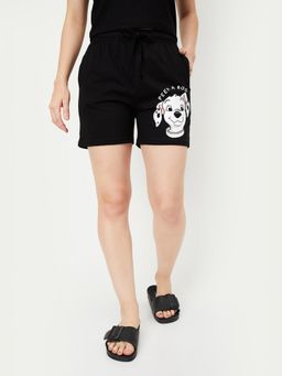 max - Women 101 Dalmatians Print Knit Shorts-Black