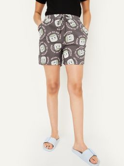 max - Women Printed Shorts-Grey