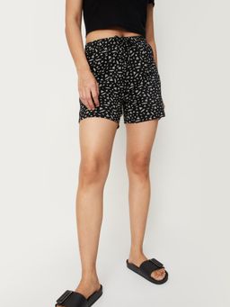 max - Women Star Printed Sleep Shorts-Black