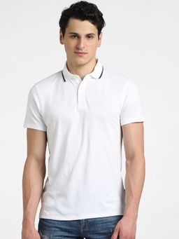 Jack & Jones - Men Solid White Polo T-Shirt