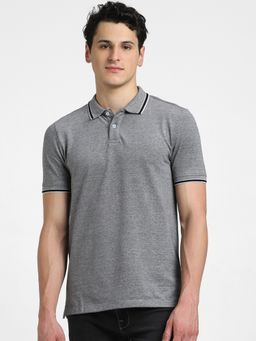 Jack & Jones - Men Solid Grey Polo T-Shirt