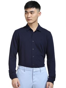 Jack & Jones - Men Solid Navy Blue Shirt