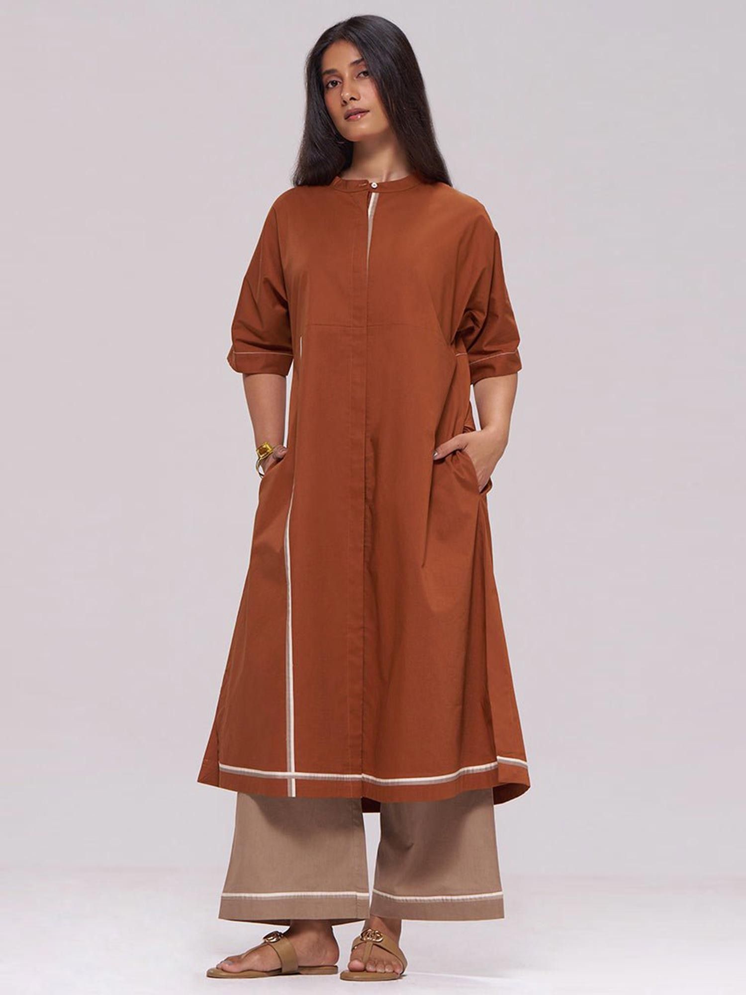 ganga fashions Bombay Brown And Travertine Cotton Co-Ord Set-picture-17