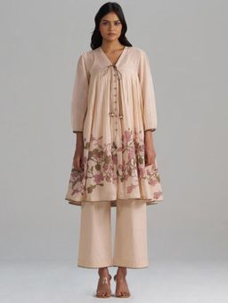 Ganga Fashions - Baby Peach Mul-Mul Co-Ord Set
