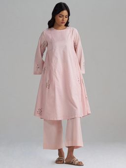Ganga Fashions - Rose Pink Mul-Mul Co-Ord Set