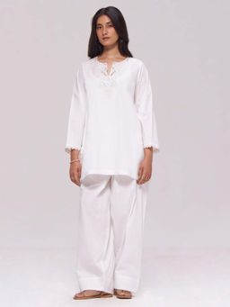 Ganga Fashions - White Cotton Co-Ord Set