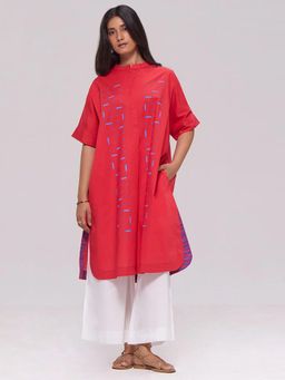 Ganga Fashions - Red Pure Cotton Kurta And Pant