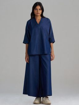 Ganga Fashions - Denim Blue Co-Ord Set