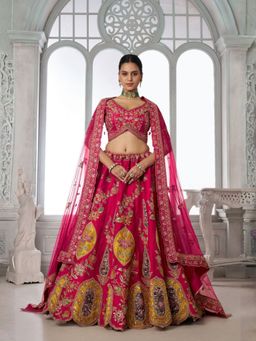 Odette - Pink Embellished Semi Stitched Lehenga Choli With Dupatta