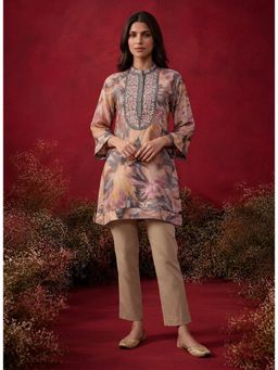 Lakshita - Mustard All Over Printed Shantoon A-Line Kurti