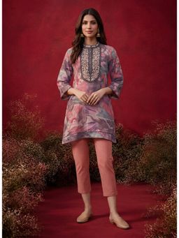 Lakshita - Light Pink All Over Printed Shantoon A-Line Kurti