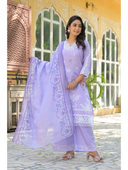 BAIRAAS - Womens Green Floral Printed Stright Kurta Pant And Dupatta