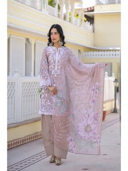 BAIRAAS - Women Beige Floral Embroidery Kurta Salwar And Dupatta