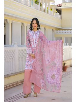 BAIRAAS - Women Pink Floral Embroidery Kurta Salwar And Dupatta