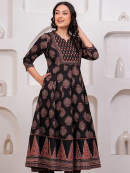 ARAMYA - Soft Cotton Anarkali Butta Print Kurta For Women