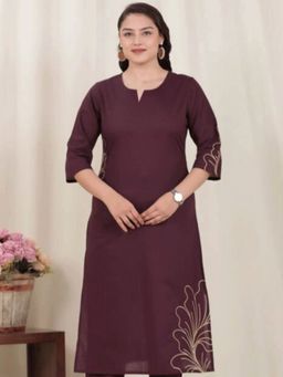 ARAMYA - Soft Cotton Straight Solid Kurta For Women