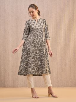 VISMAY - Coffee Brown Printed Kurta