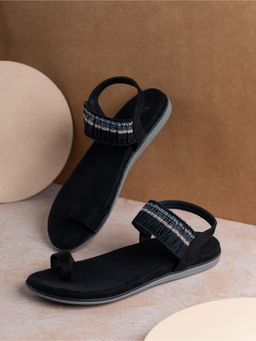 Inc.5 - Womens Black Casual Solid One Toe Sandals