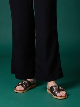 Inc.5 - Womens Pewter Party Wear Solid Open Toe Flat Slip-On