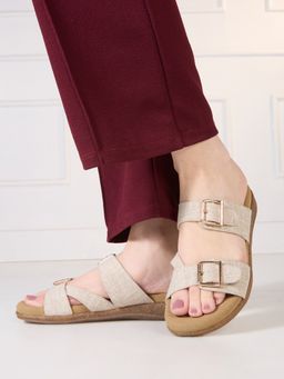 Inc.5 - Womens Beige Casual Wear Solid Slip-On Sandals