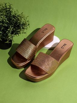 Inc.5 - Womens Rose Gold Party Wear Solid Round Toe Wedge Heels