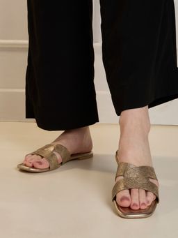 Inc.5 - Womens Golden Casual Solid Open Toe Flats Slip-On