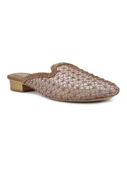 Inc.5 - Womens Golden Party Wear Solid Mules Heels