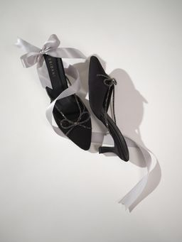 ERIDANI - Feliz Black Embellished Mules Heels