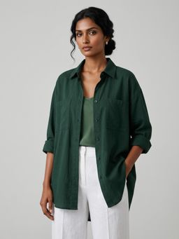 Outzidr - Green Oversized Longline Shirt