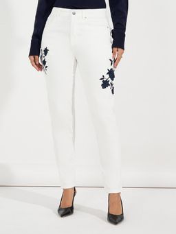 Styli - White Floral Jeans