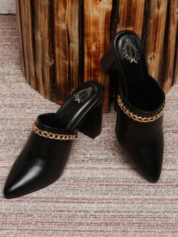 Shoetopia - Women Black Mule Heels