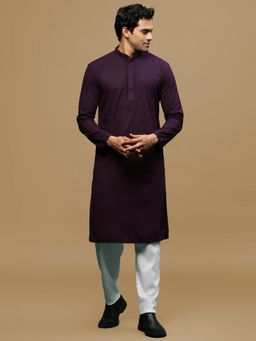 Sanwara - Purple Chikankari Kurta with Salwar (Set of 2)