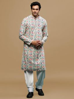 Sanwara - Printed Multicoloured Chikankari Kurta with Salwar (Set of 2)