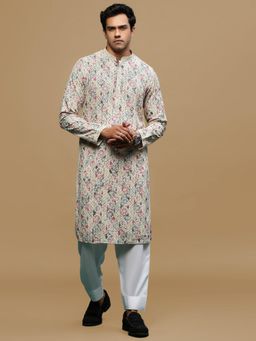 Sanwara - Printed Multicoloured Chikankari Kurta with Salwar (Set of 2)