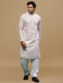 Sanwara - Printed Pink Chikankari Kurta with Salwar (Set of 2)