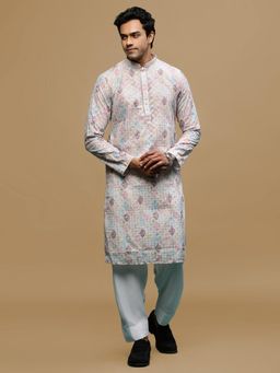 Sanwara - Printed Pink Chikankari Kurta with Salwar (Set of 2)